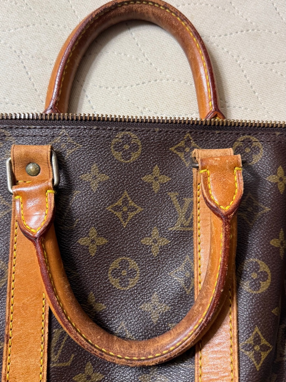 Louis Vuitton Brown Monogram Travel Tote with Natural Leather Trim - Picture 2 of 14